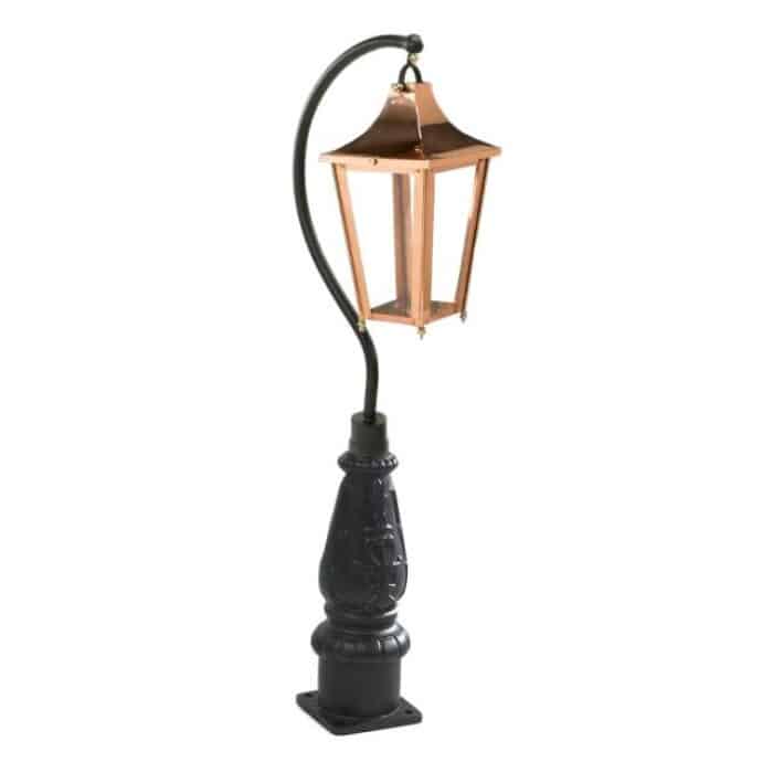 Copper Swan Neck Patio Balustrade or Driveway Lantern and Post