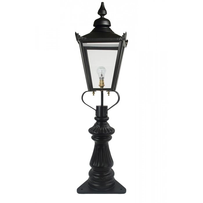 Black Victorian Fluted Patio Balustrade or Driveway Lantern and Post - LF1009/LF1051