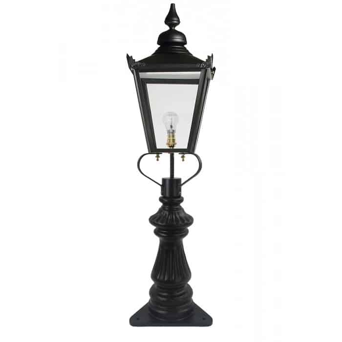 Black Victorian Fluted Patio Balustrade or Driveway Lantern and Post