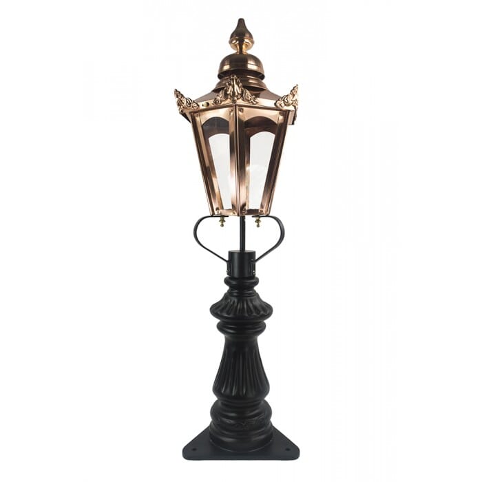 Copper Hexagonal Fluted Patio Balustrade or Driveway Lantern and Post - LF1009/S/LF1060