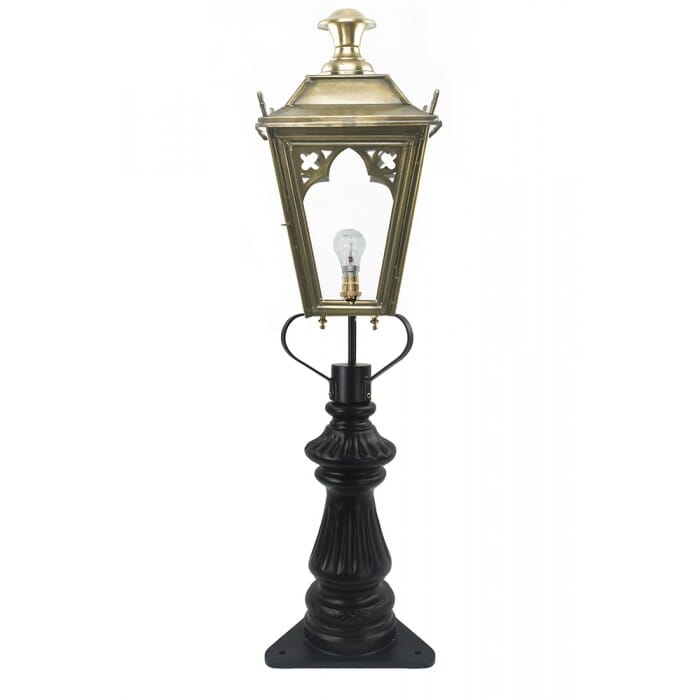 Brass Gothic Fluted Patio Balustrade or Driveway Lantern and Post - LF1009/LF1081/PBL
