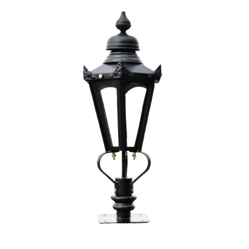 Black Hexagonal Lantern On Pillar Bracket - Small