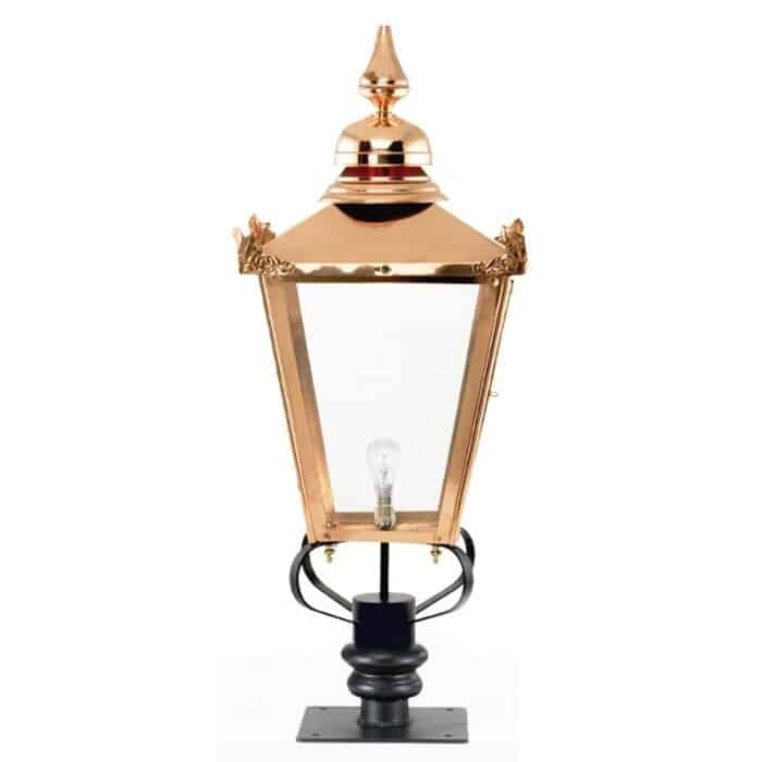 Copper Victorian Lantern On Pillar Bracket - Small
