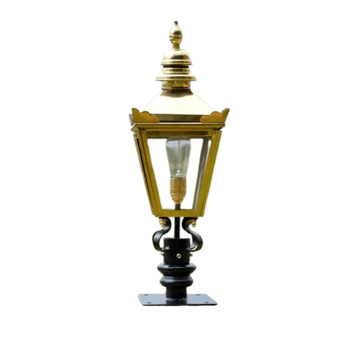 Polished Brass Harrogate Lantern On Pillar Bracket - Small