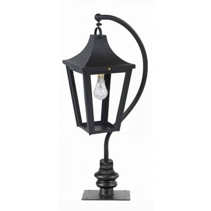 Black Swan Neck Lantern On Pillar Bracket - Small