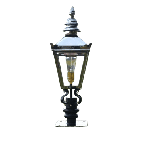 Bright Chrome Harrogate Lantern On Pillar Bracket - Small