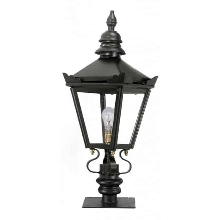Small Black Harrogate Lantern On Pillar Bracket
