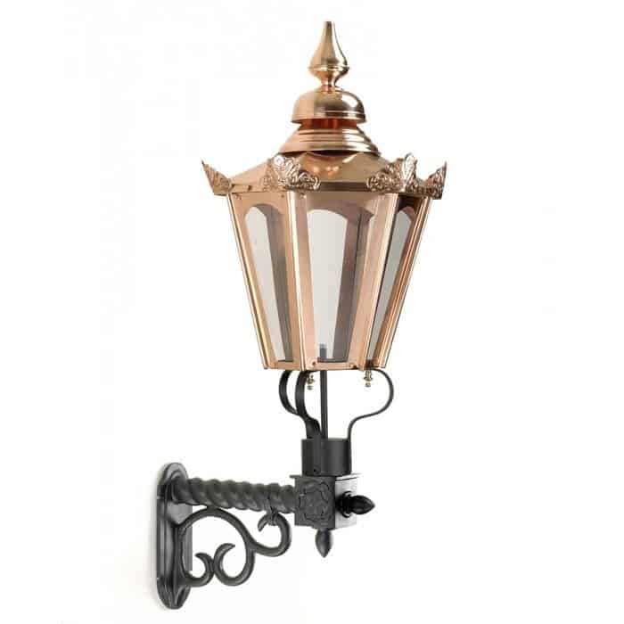 Traditional Copper Hexagonal Lantern On Royale Bracket