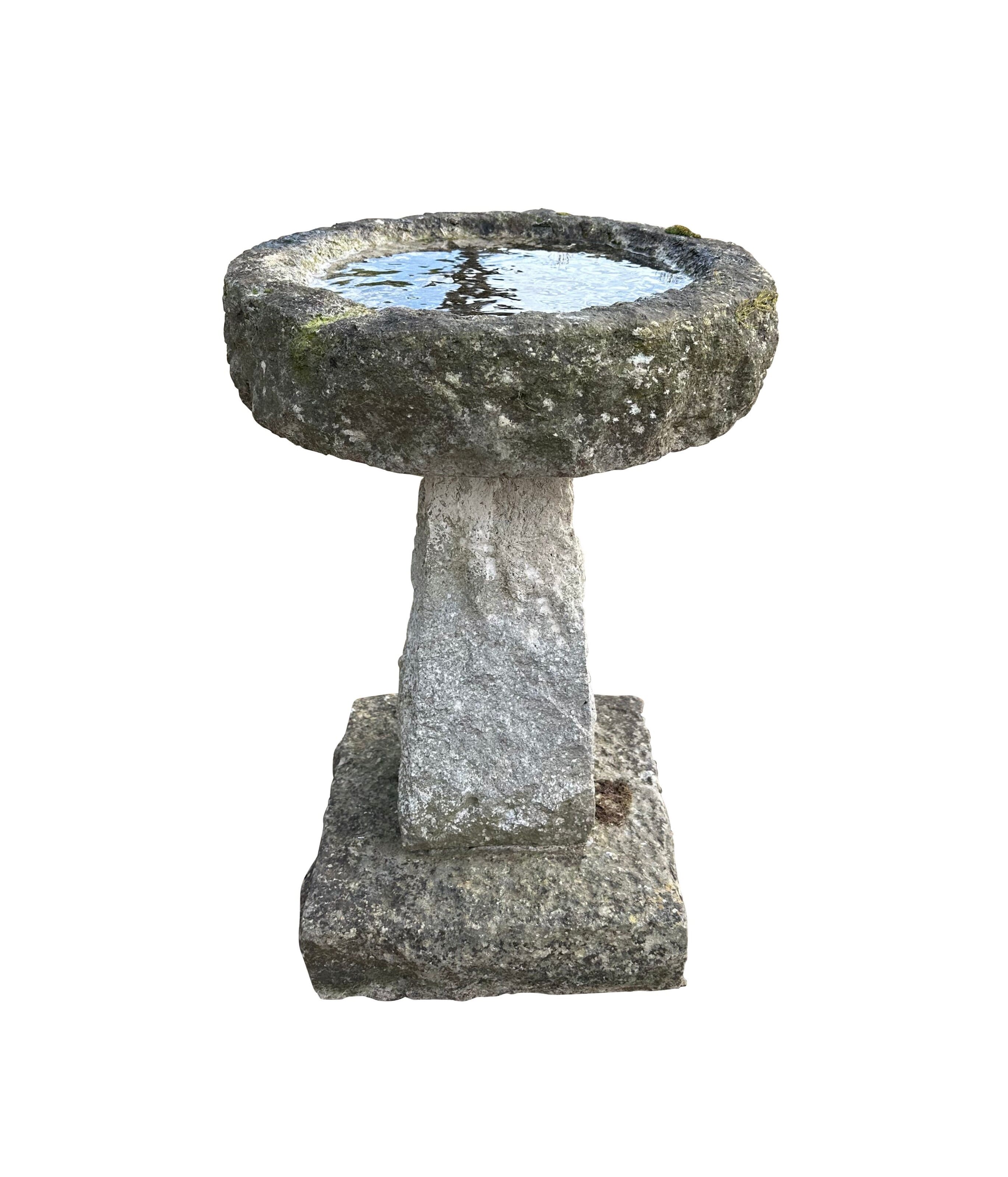Antique Hand Carved Stone Garden Outdoor Bird Bath - 10313