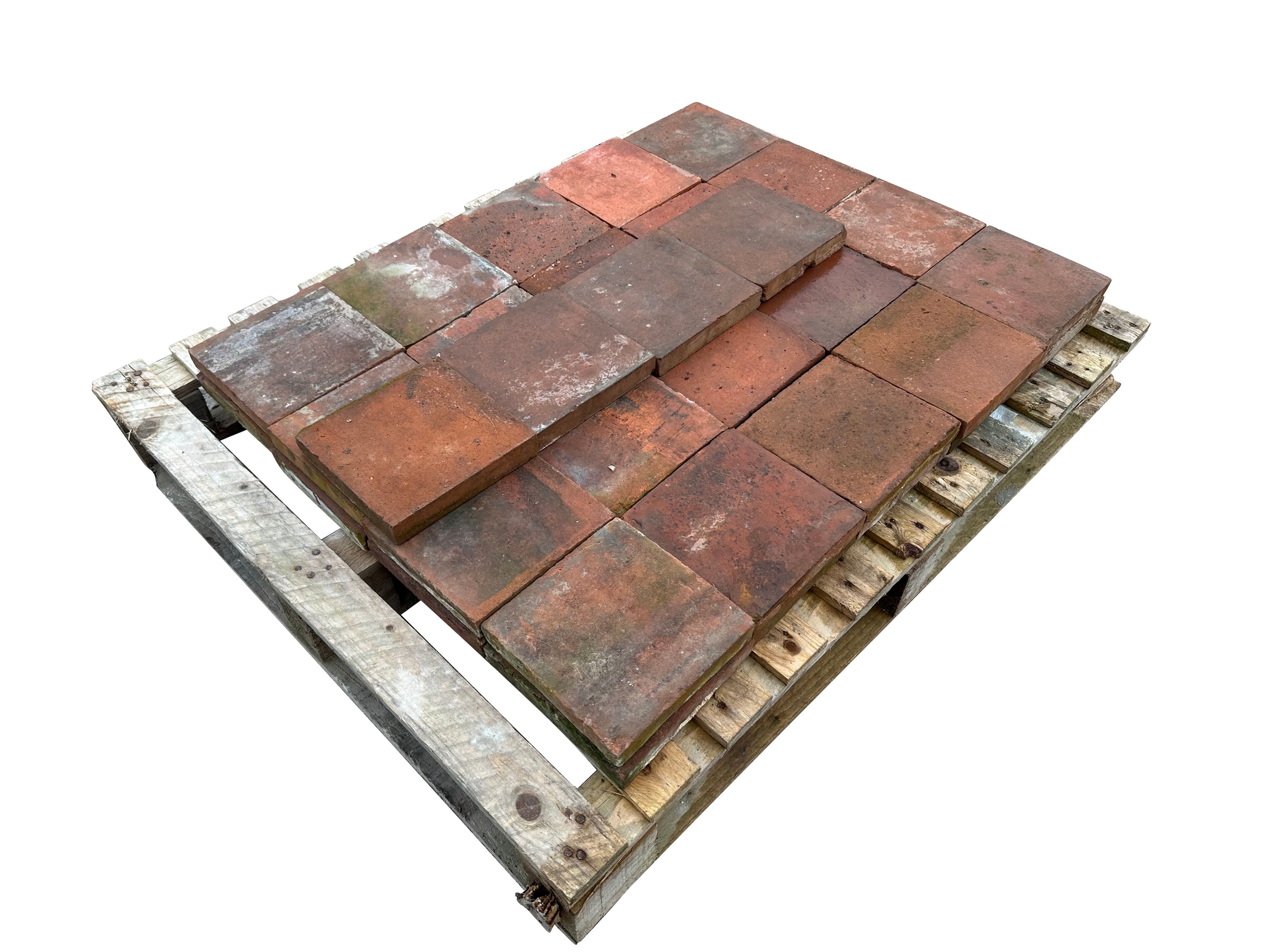 Batch of 44 Reclaimed Terracotta Quarry Floor Tiles - 10320