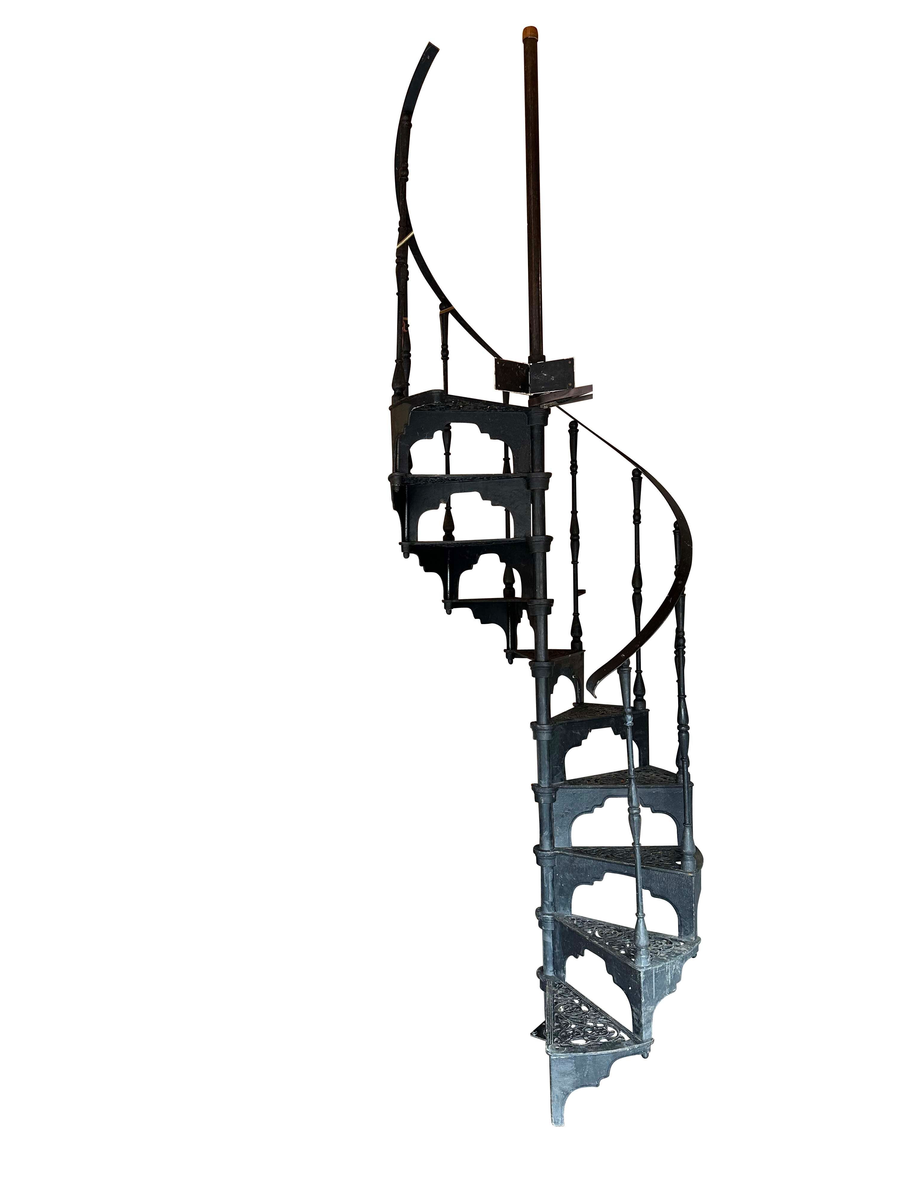 Reclaimed Decorative Cast Iron Black Spiral Staircase - 10335