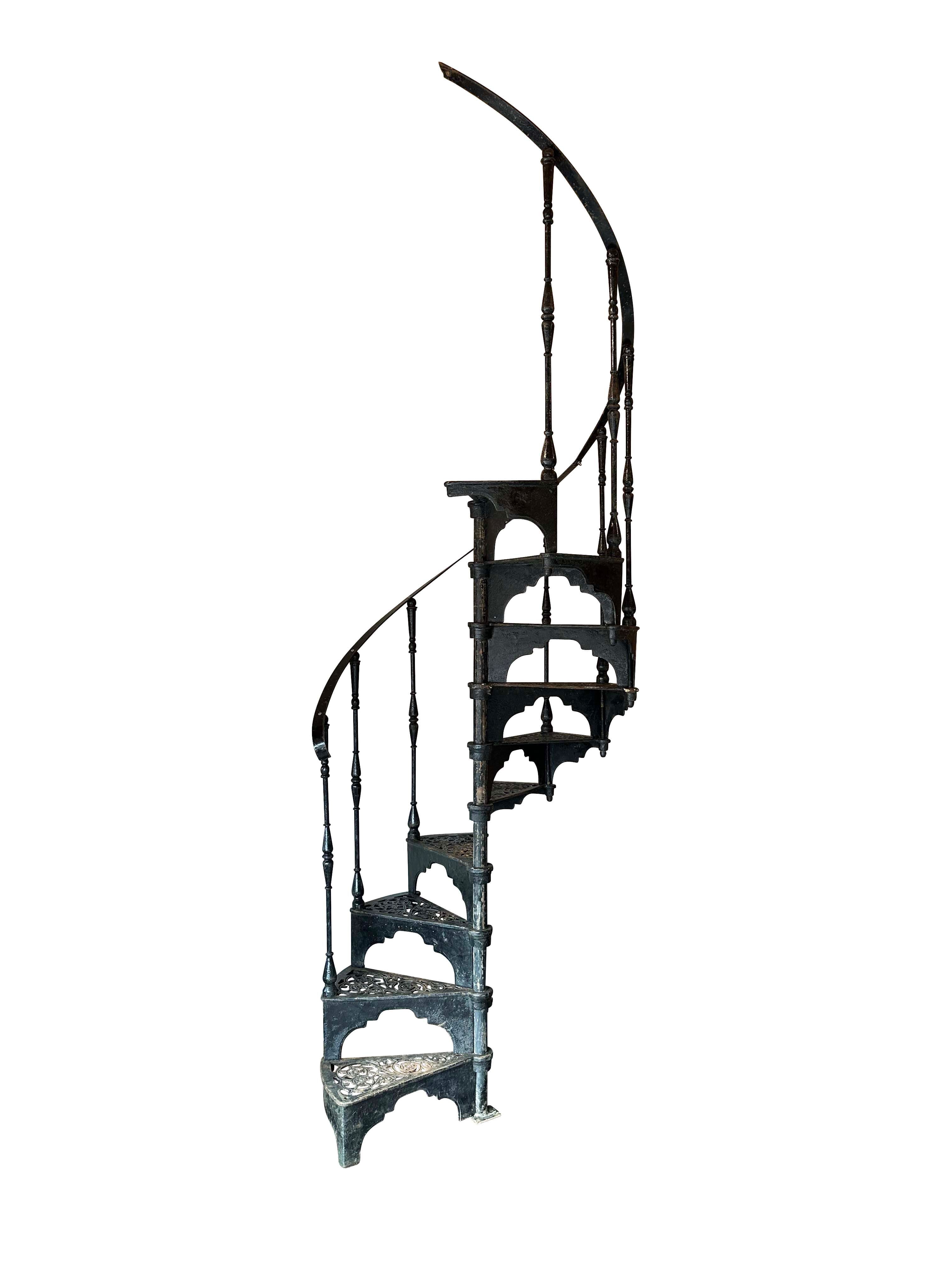 Salvaged Decorative Cast Iron Black Spiral Staircase - 10018