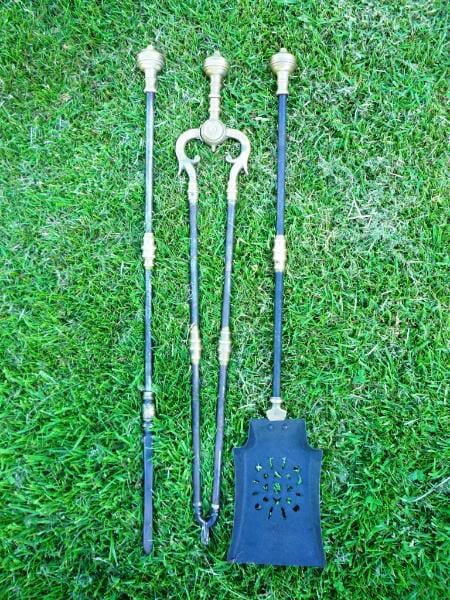 Set Of Steel and Brass Victorian Fire Irons - 3951