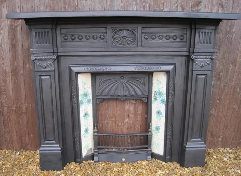 Reclaimed Antique Cast Iron Fire Surround and Insert - 4382