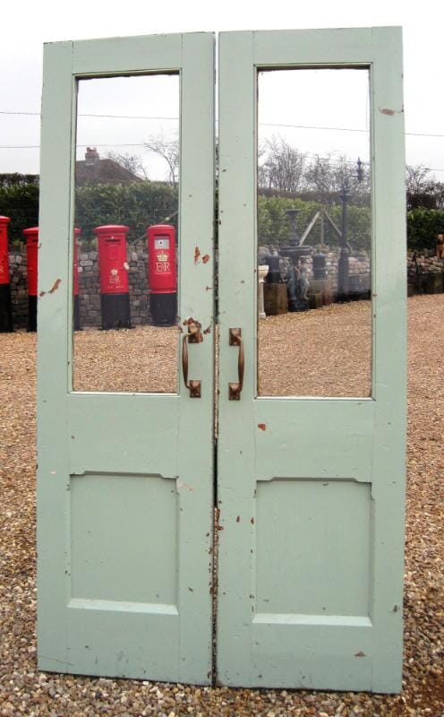 Pair of Antique Reclaimed Pitch Pine Glass Doors - 4610