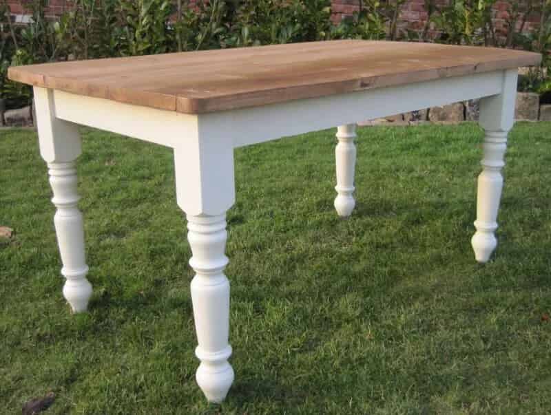 Reclaimed Pine Table with Painted Lime White Farrow & Ball Base