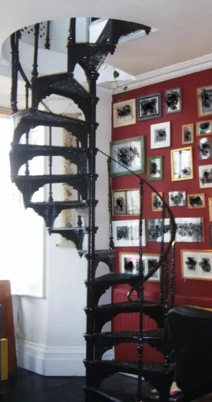 Large Antique Reclaimed Cast Iron Spiral Staircase with Balcony - 4574