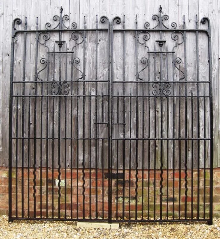 Salvaged Pair of Antique Cast and Wrought Iron Driveway Gates - 4594