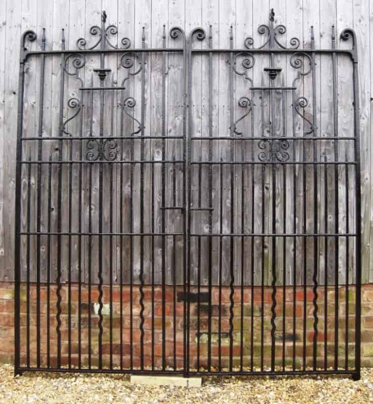 Salvaged Pair of Antique Cast and Wrought Iron Driveway Gates