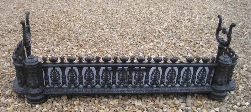 Original Antique Decorative Cast Iron Fender - 4586