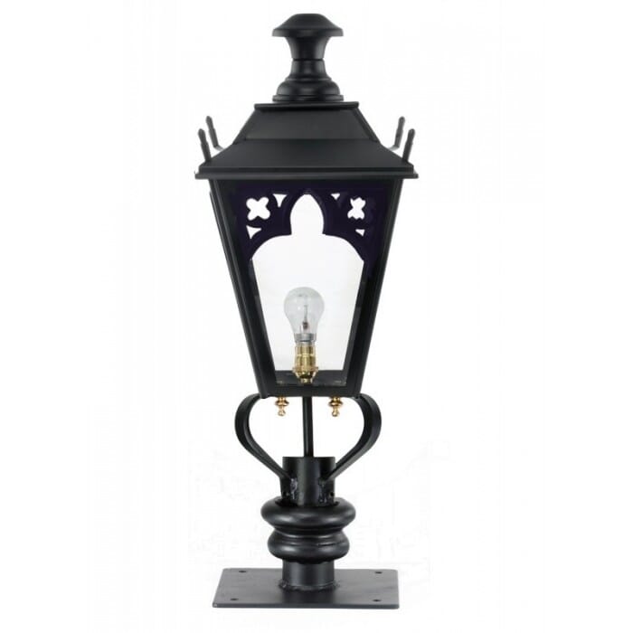 Black Gothic Lantern On Pillar Bracket - Medium  - LF1005/M/LF1081/BLK