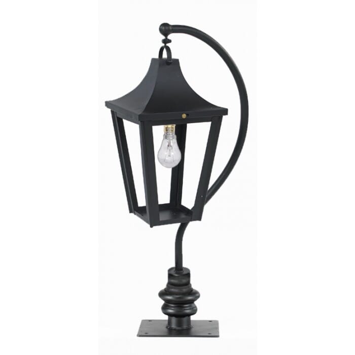 Black Swan Neck Lantern On Pillar Bracket - Medium - LF1005/M/LF1063