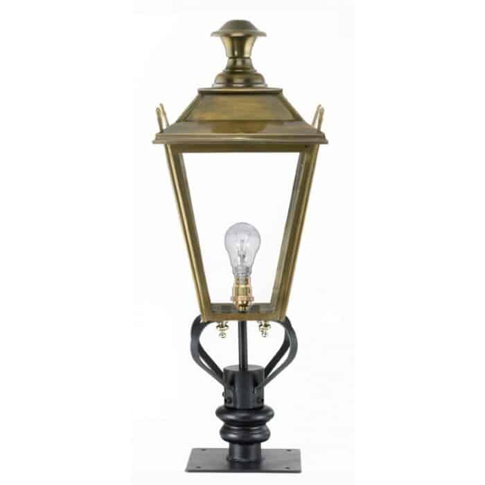 Antique Brass Dorchester Lantern On Pillar Bracket - Medium