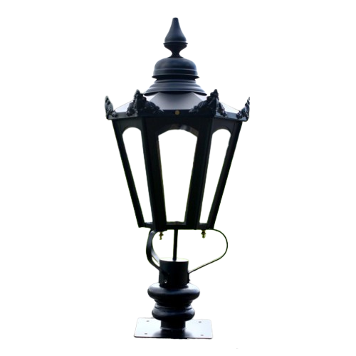 Black Hexagonal Lantern On Pillar Bracket - Large - LF1005/L/LF1058