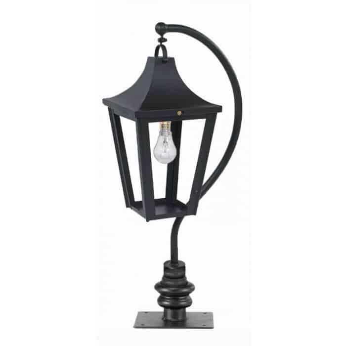 Black Swan Neck Lantern On Pillar Bracket - Large