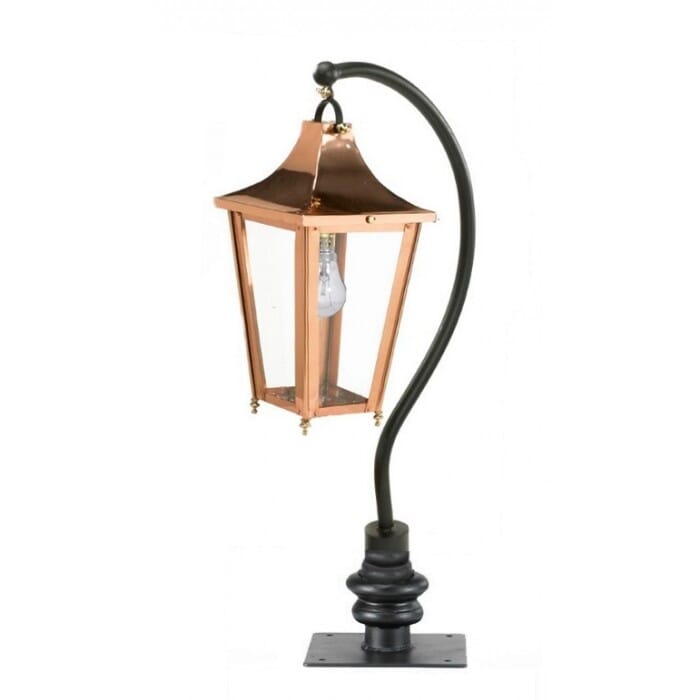 Copper Swan Neck Lantern On Pillar Bracket - Large  - LF1005/L/LF1067