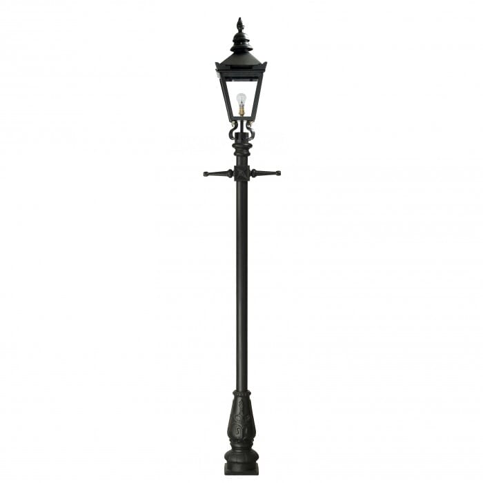 Traditional Cast Iron Lamppost & Black Harrogate Lantern - Small - LF1000/LF1085/BLK