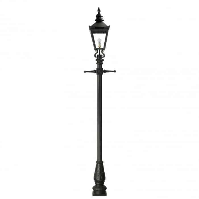Traditional Cast Iron Lamppost & Black Harrogate Lantern