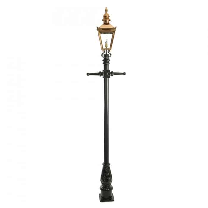 Traditional Cast Iron Lamppost & Copper Harrogate Lantern