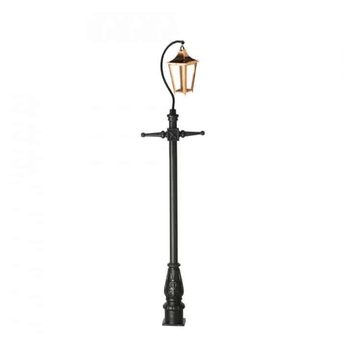 Traditional Cast Iron Lamppost & Copper Swan Neck Lantern - Small