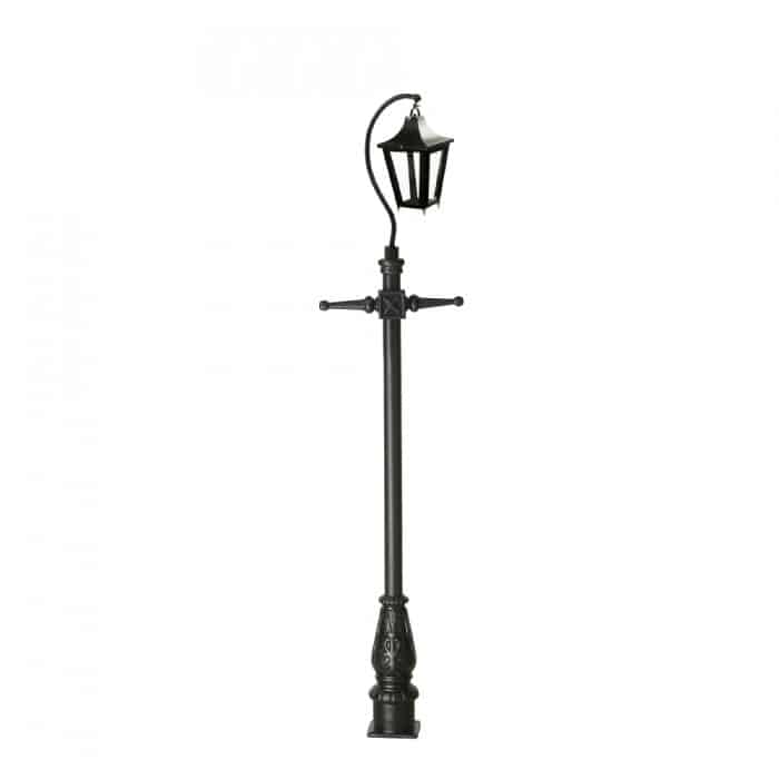 Traditional Cast Iron Lamppost & Black Swan Neck Lantern