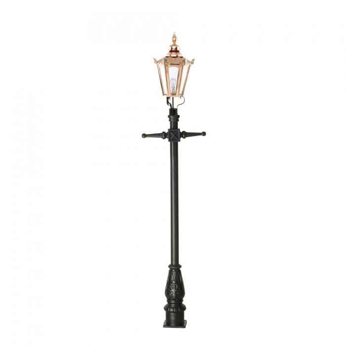 Traditional Cast Iron Lamppost & Copper Hexagonal Lantern - Small - LF1000/LF1059