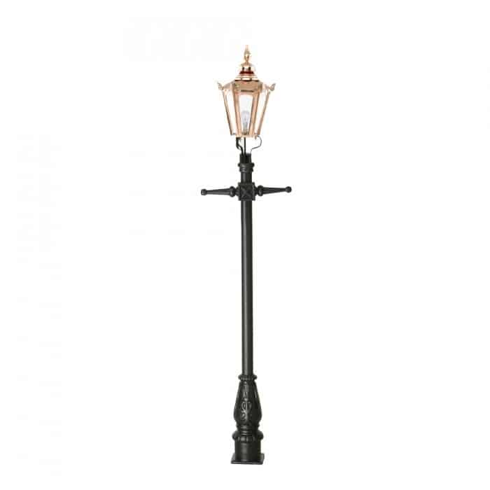 Traditional Cast Iron Lamppost & Copper Hexagonal Lantern - Small