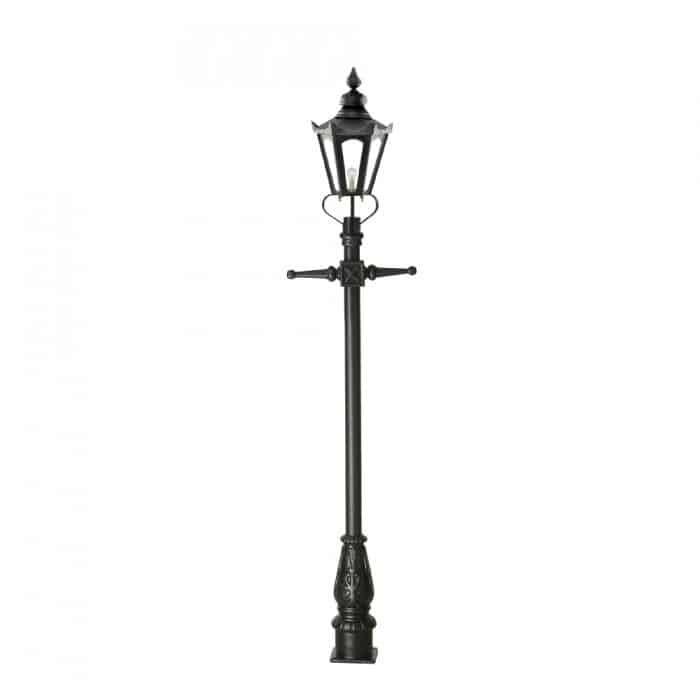 Traditional Cast Iron Lamppost & Black Hexagonal Lantern