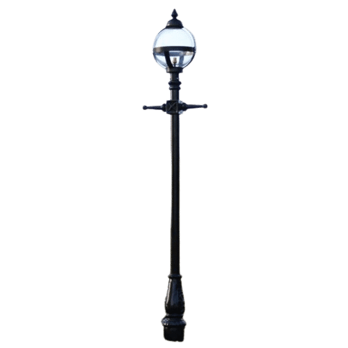 Small Traditional Cast Iron Lamppost & Black Glass Globe Lantern