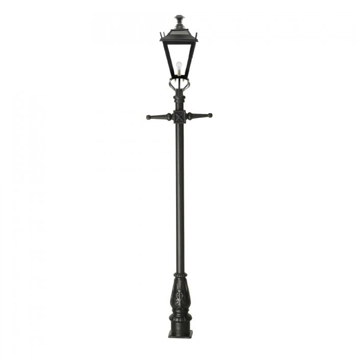 Traditional Cast Iron Lamppost & Black Dorchester Lantern - Medium - LF1001/LF1045/BLK/M
