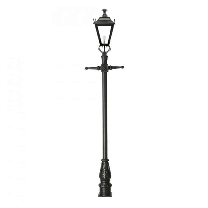Traditional Cast Iron Lamppost & Black Dorchester Lantern - Medium