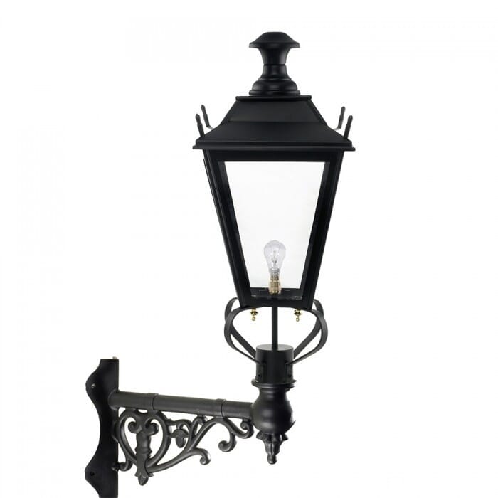 Traditional Black Dorchester Lantern On Corner Bracket - Medium - LF1089/M/LF1045/BLK/M