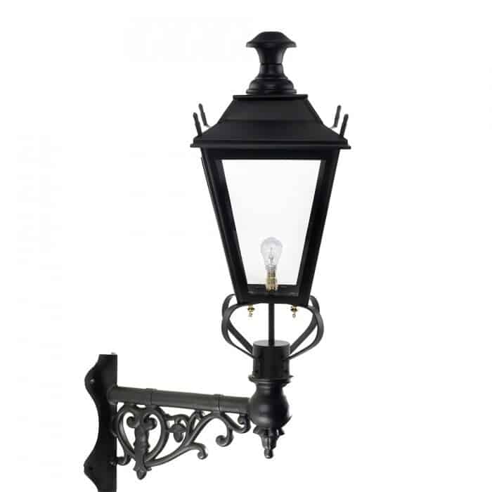 Traditional Black Dorchester Lantern On Corner Bracket - Large