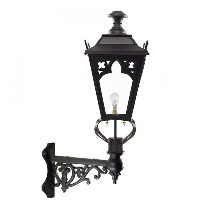 Traditional Black Gothic Lantern On Corner Bracket - Medium - LF1089/M/LF1081/BLK