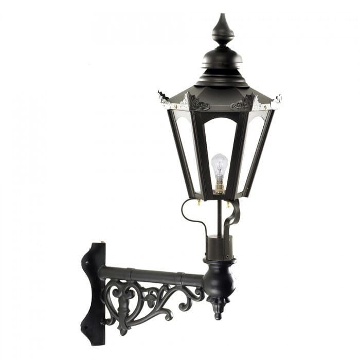 Traditional Black Hexagonal Lantern On Corner Bracket - Small - LF1089/S/LF1056