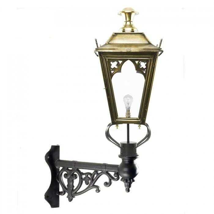 Traditional Brass Gothic Lantern On Corner Bracket - Large - LF1089/L/LF1082/PBL