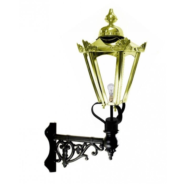 Traditional Brass Hexagonal Lantern On Corner Bracket - Medium - LF1089/M + LF1057/PBL