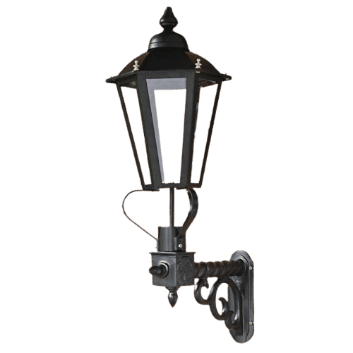 Traditional Black Six Sided Lantern On Royale Bracket - Medium - LF1003/M/LF1570/BLK