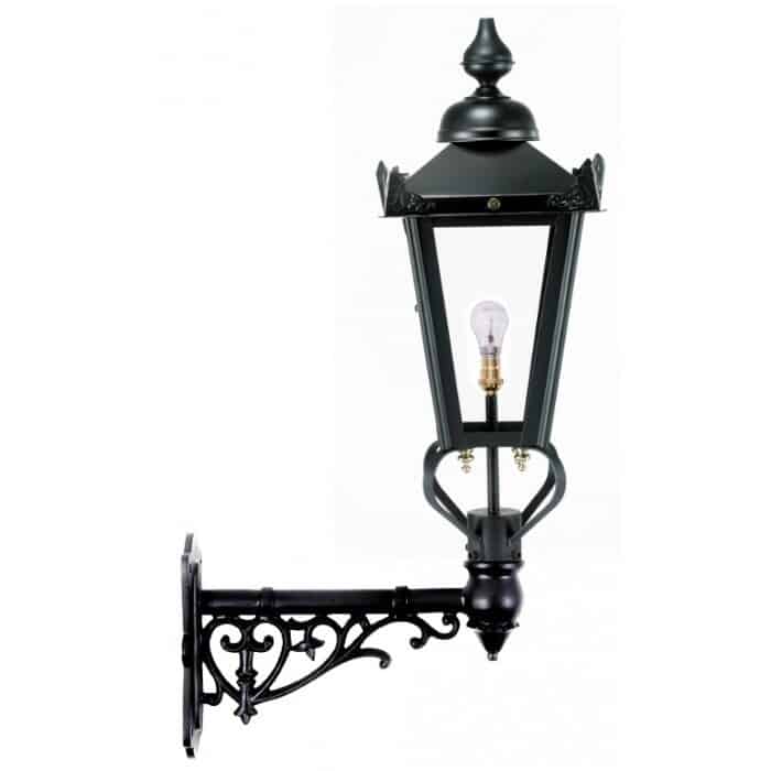 Traditional Black Victorian Lantern On Ornate Bracket - Large