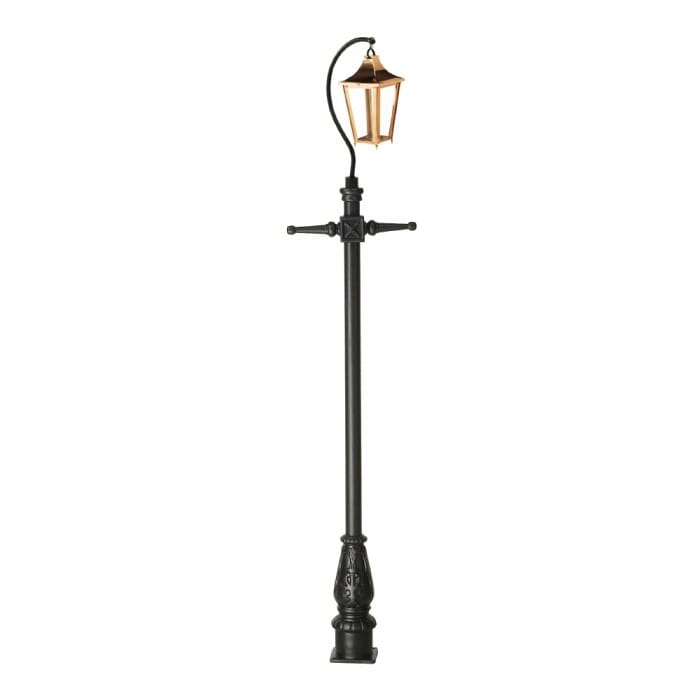 Traditional Cast Iron Lamppost & Copper Swan Neck Lantern - Medium - LF1001/LF1066